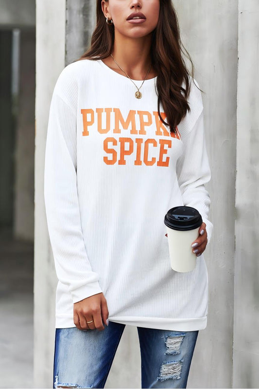 PUMPKIN SPICE Graphic Pullover Knit Top