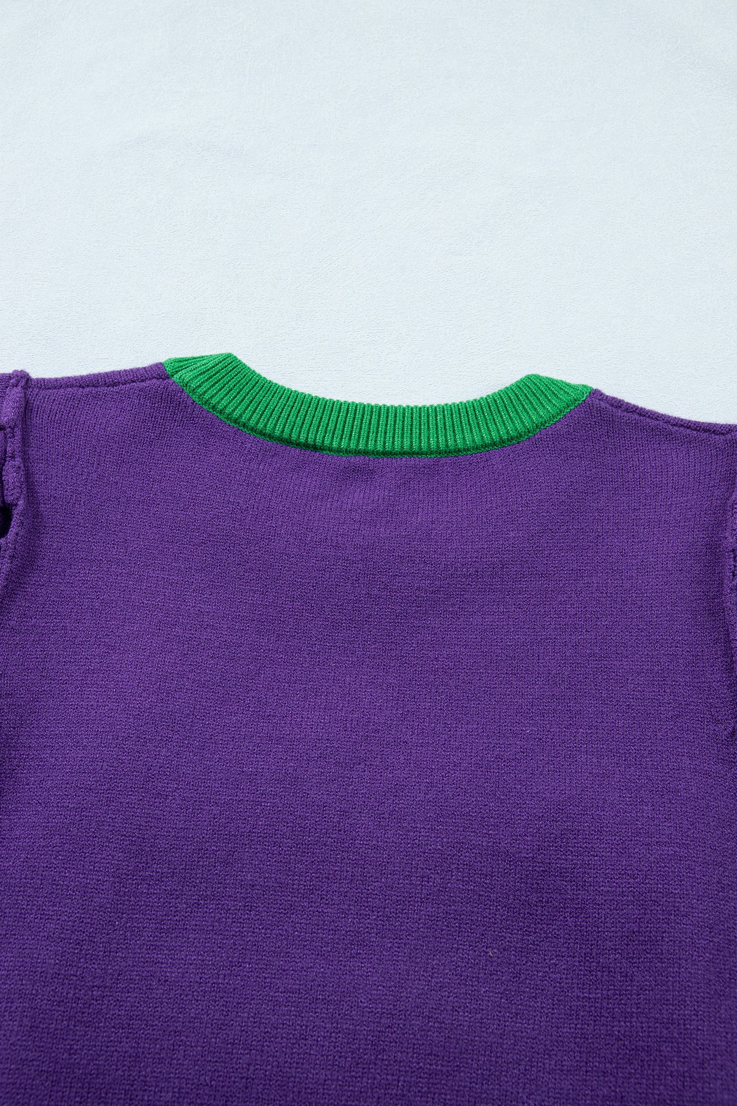 Tillandsia Purple Mardi Gras Tinsel Graphic Short Sleeve Sweater