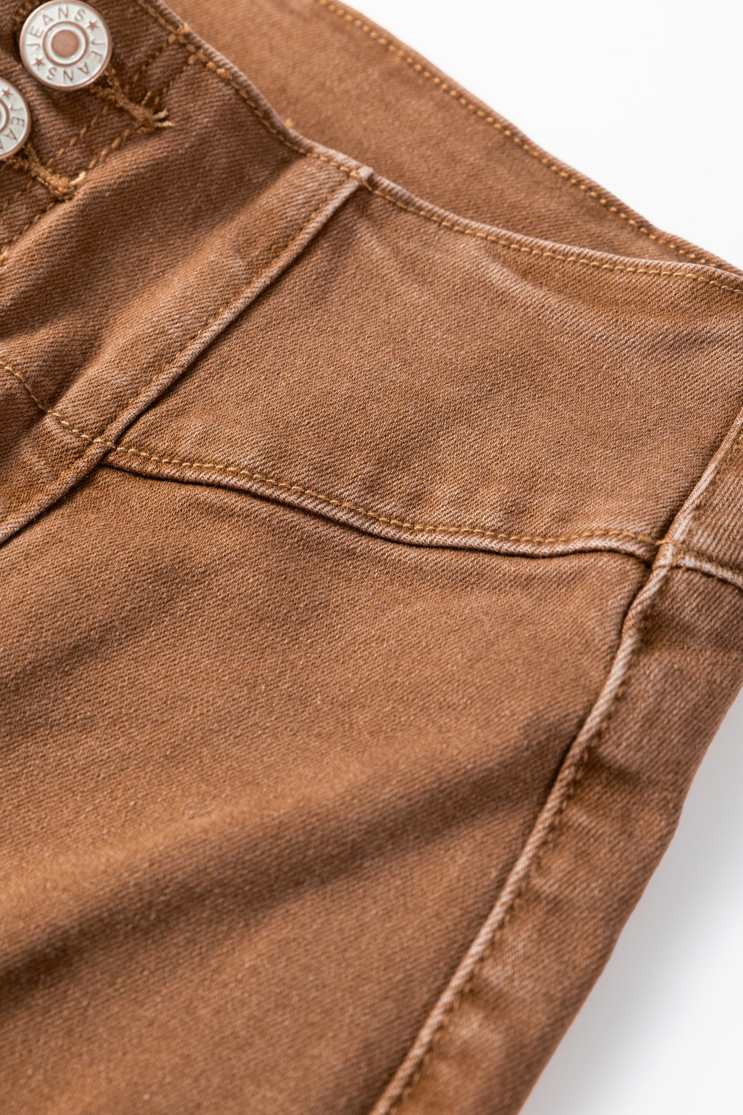 Sail Blue High Waist Button Fly Seamed Raw Hem Flare Jeans