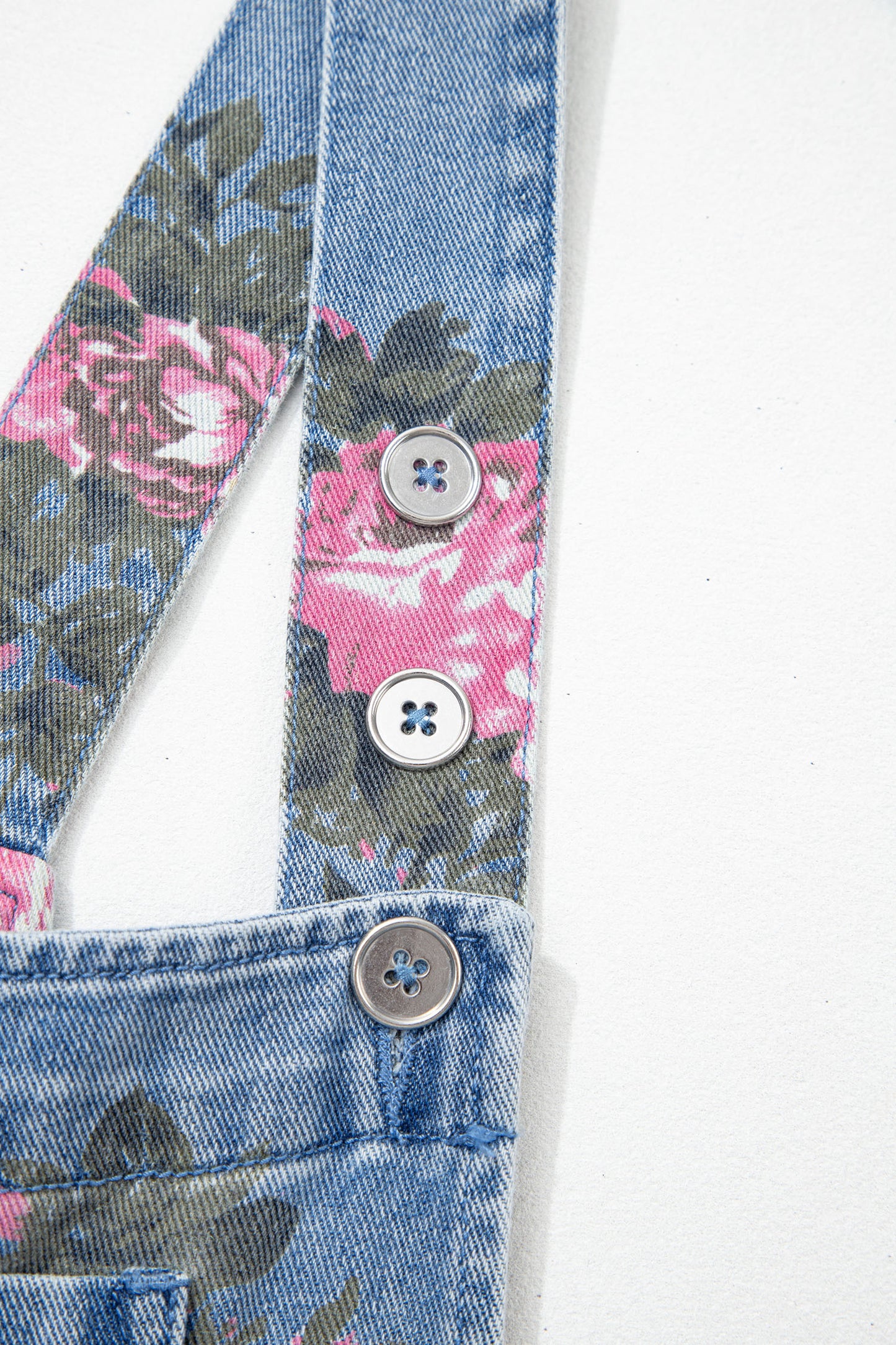 Floral Denim Shortalls Vintage Boho Loose Fit Romper