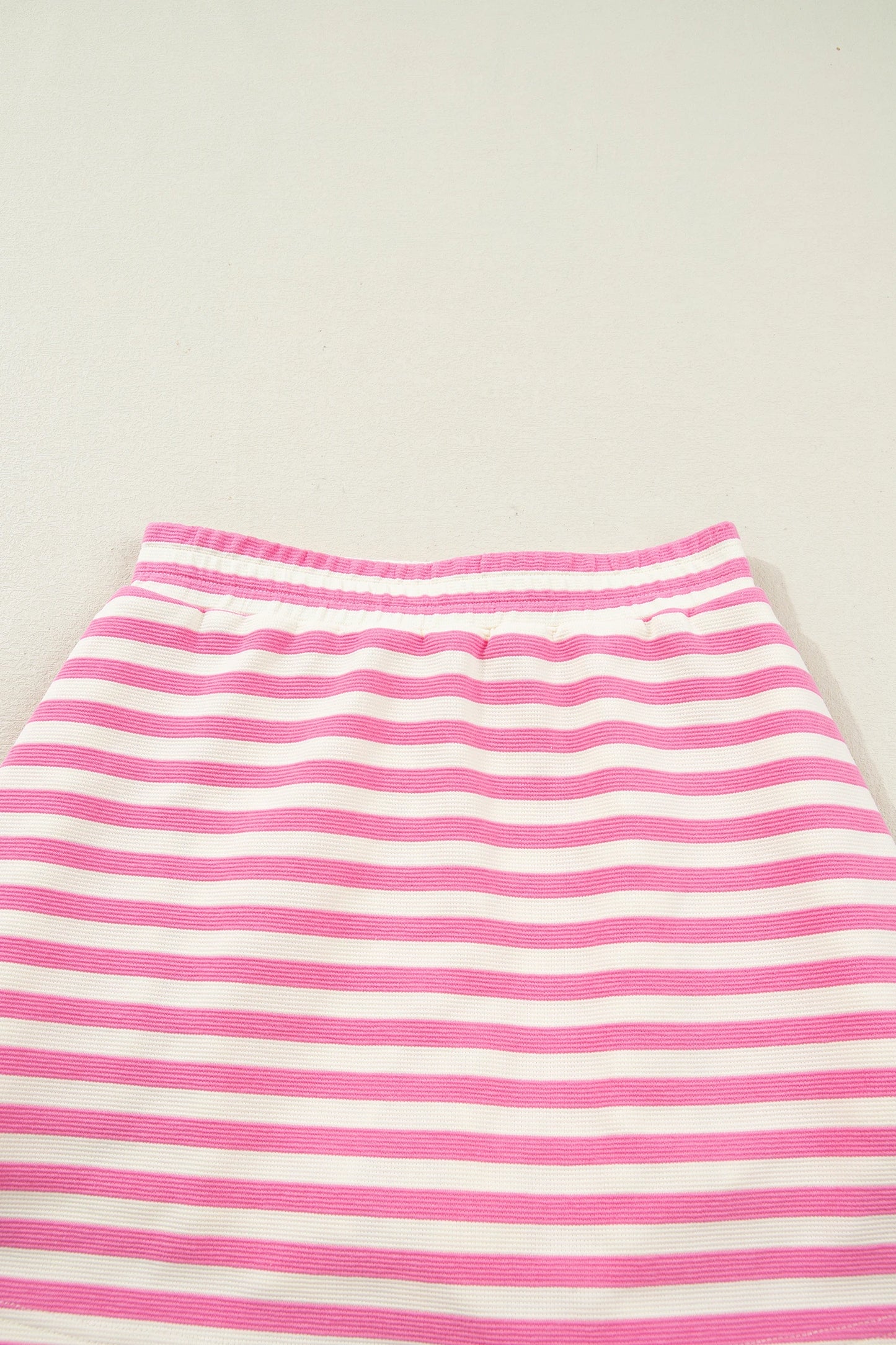 Textured Stripe Print Contrast Trim Zip Collar Sleeveless 2pcs Skort Set