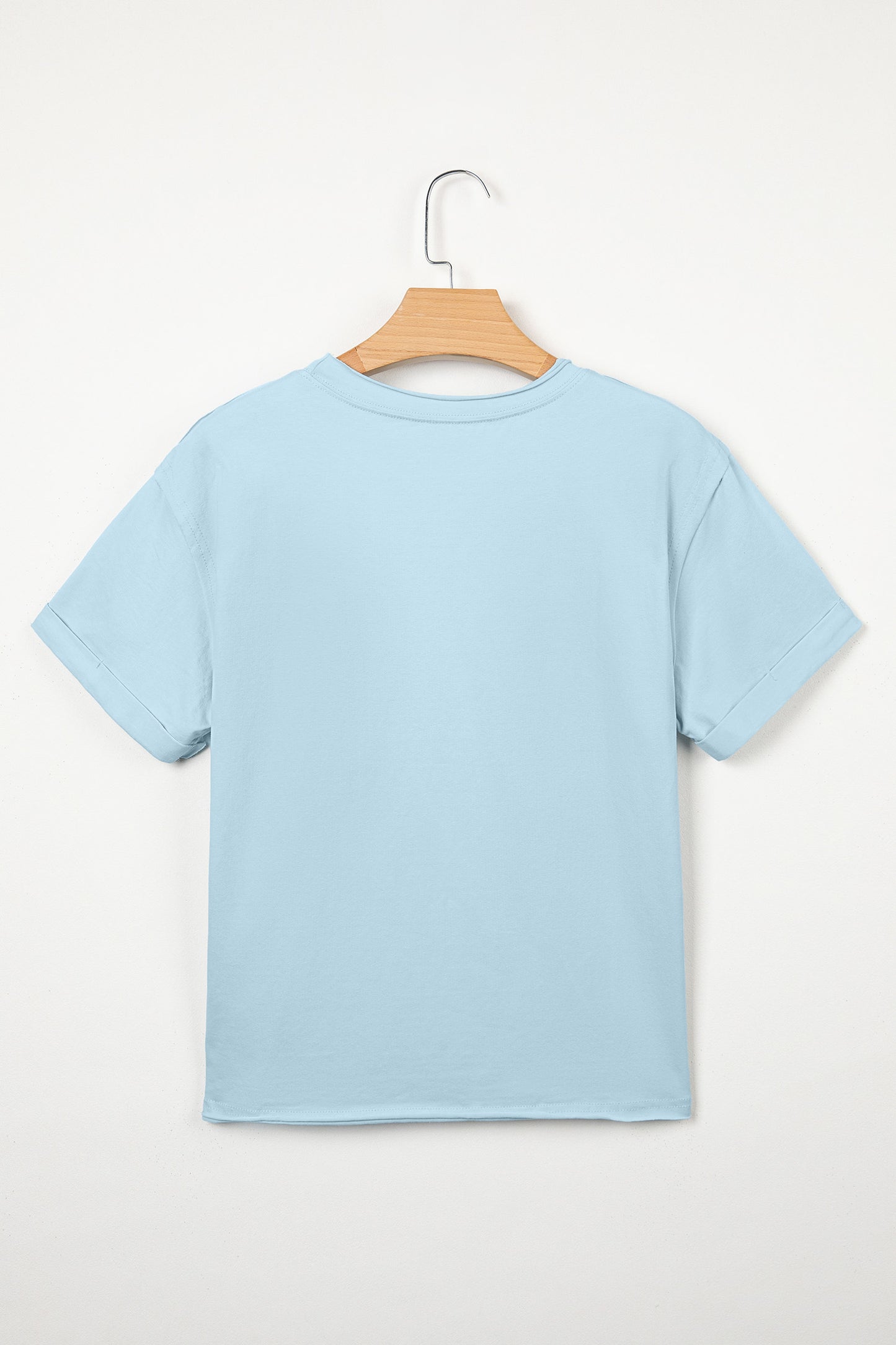 Myosotis Solid Color Round Neck Casual T Shirt