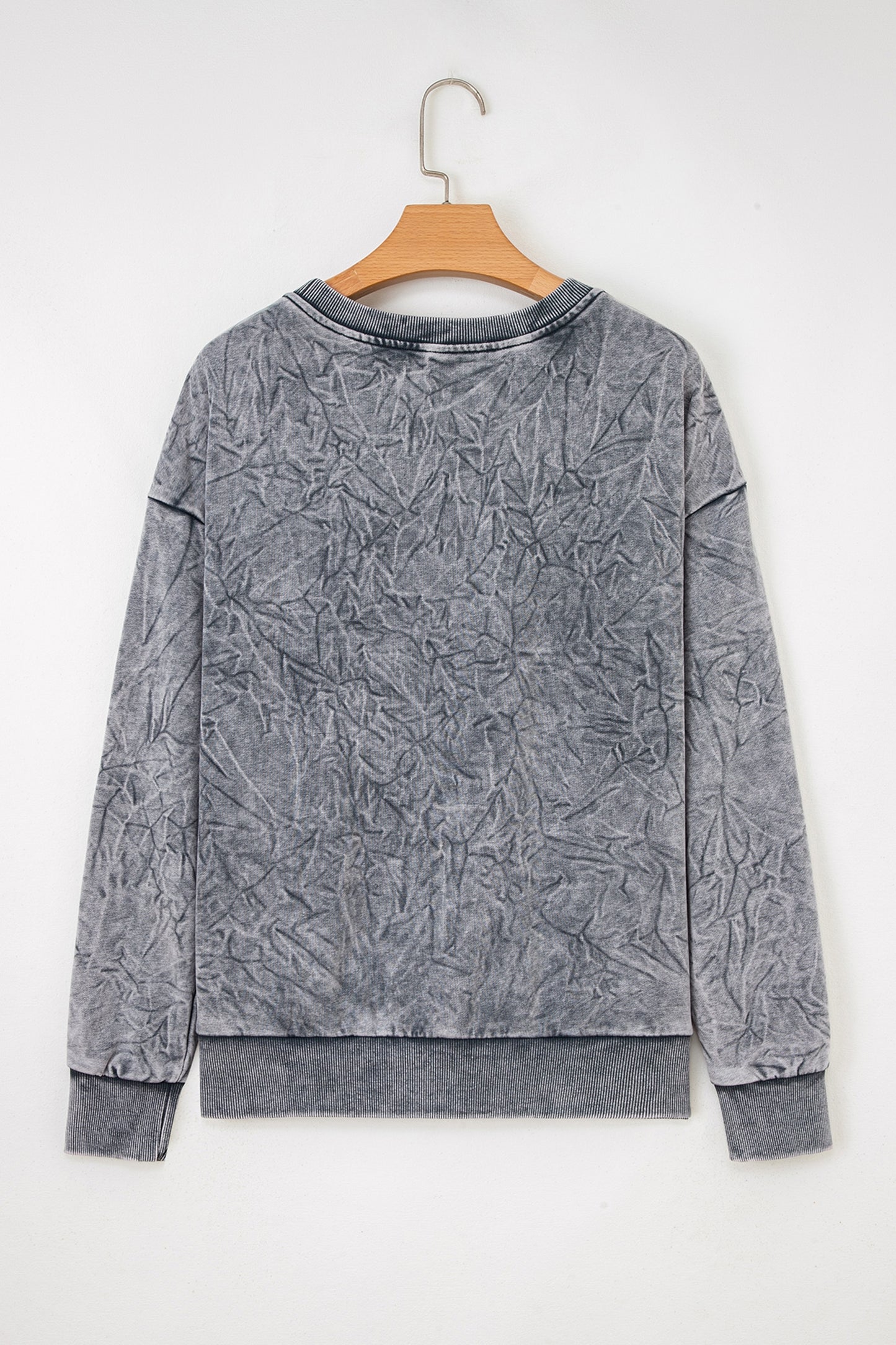 Saved by grace Letter Embroidery Mineral Wash Loose Sweatshirt
