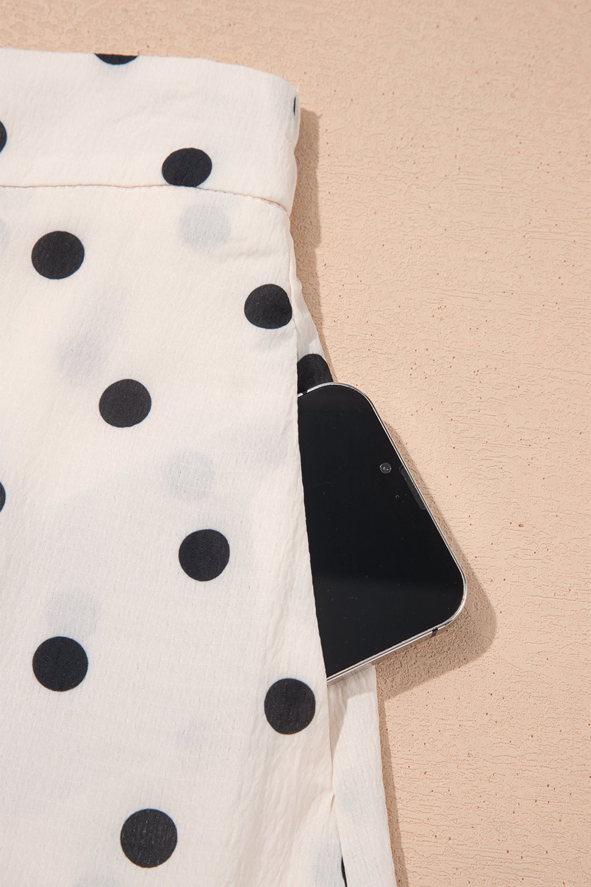 Polka Dot Maxi Skirt Side Slit Vacation Skirt