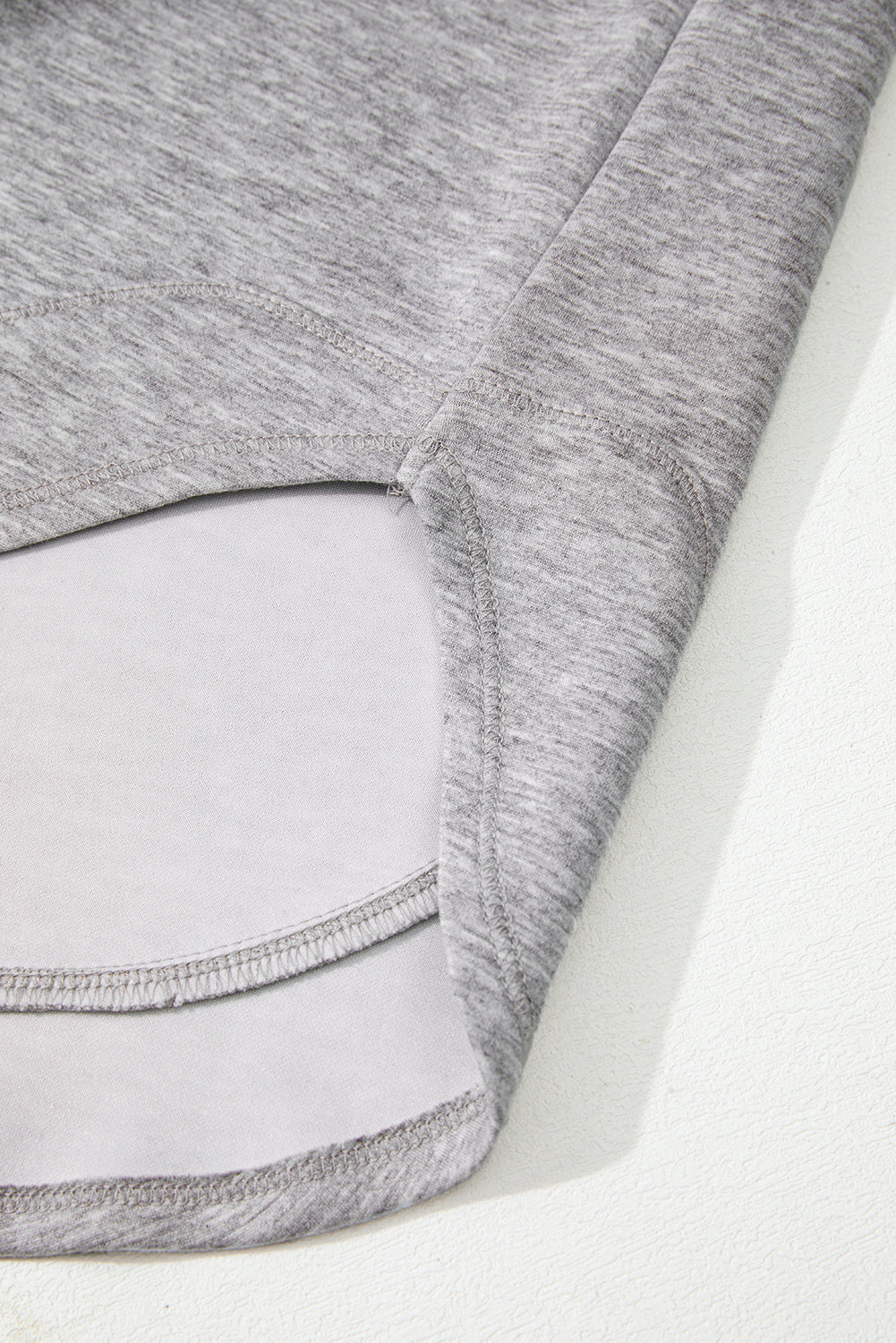 Light Grey Color Block Patchwork V Neck Drawstring Hoodie