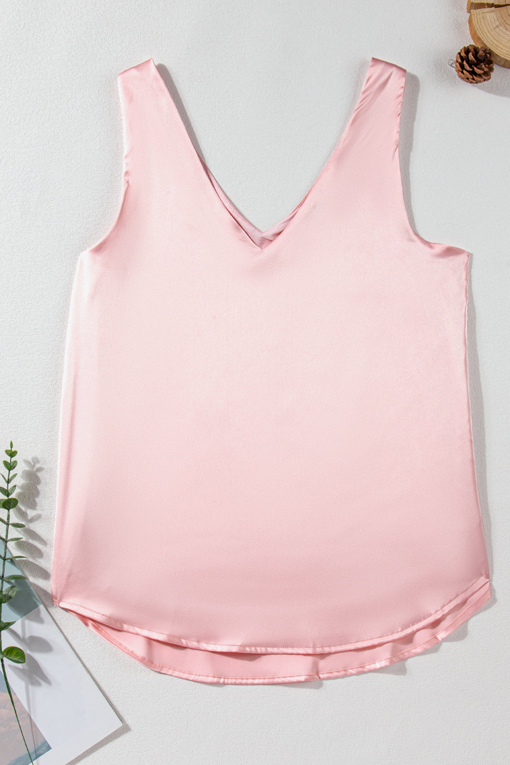 Black Deep V Neck Loose Tank Top