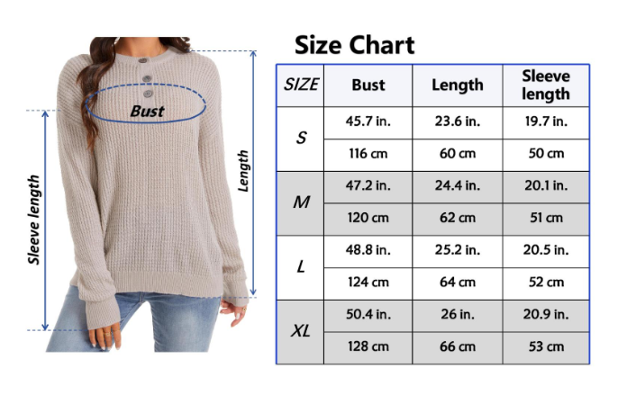 Henley Knit Sweater Button Front Relaxed Fit