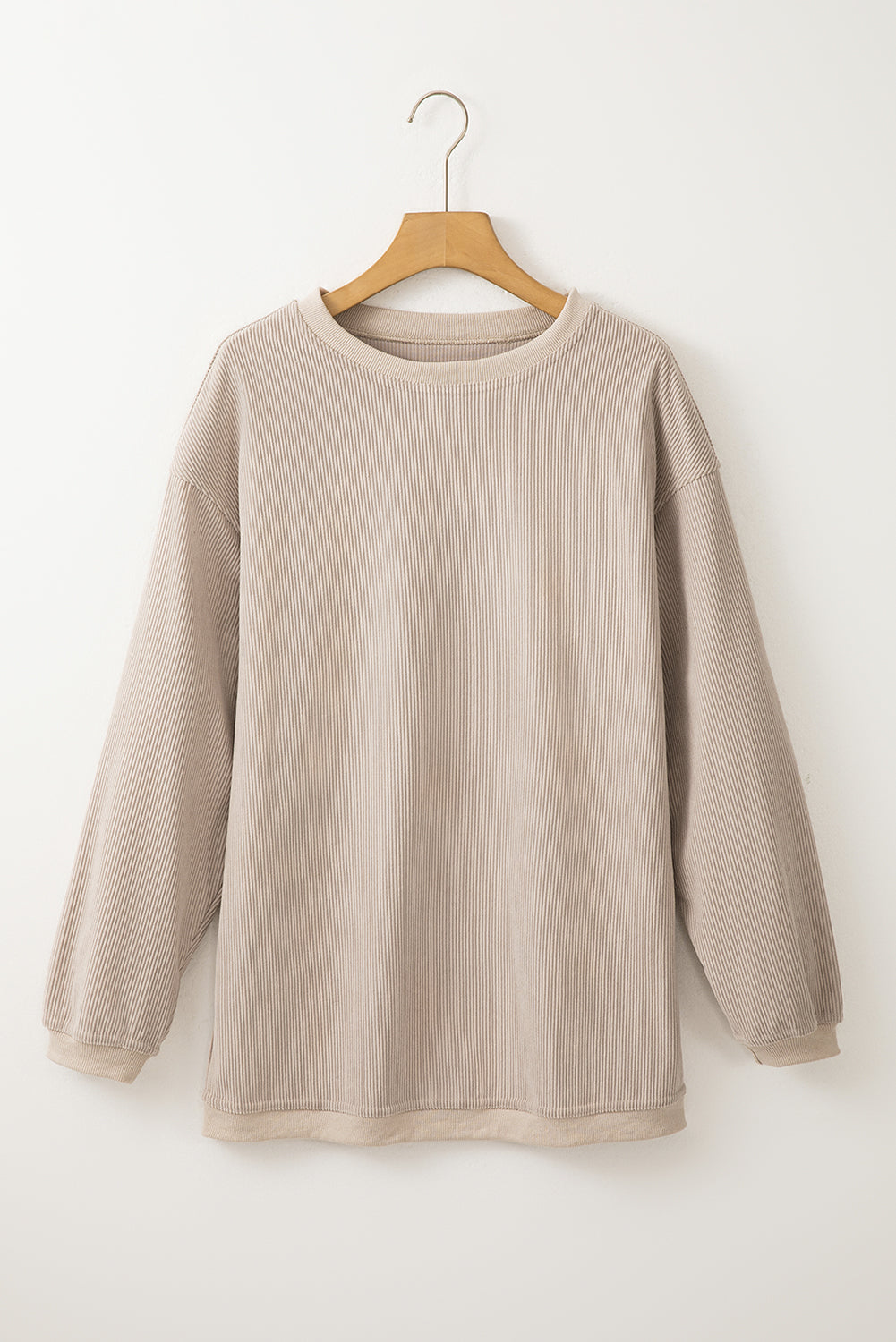 Apricot Ribbed Corded Oversized Sweatshirt