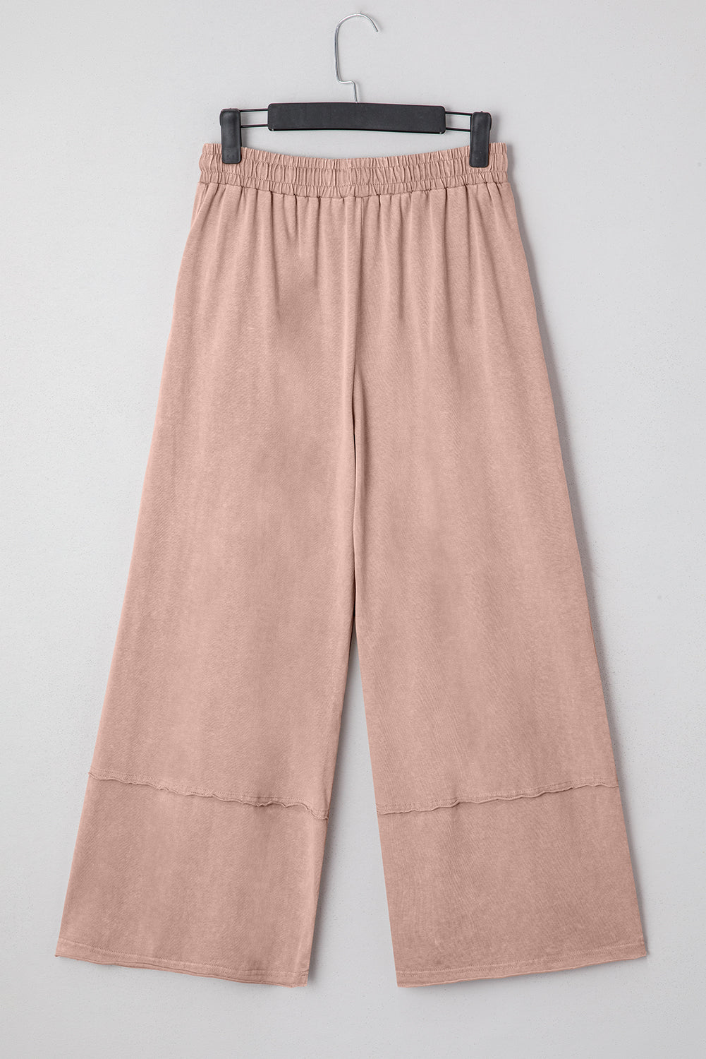 Pink Flower Patch Mineral Washed Terry Knit Cropped Wide Leg Pants