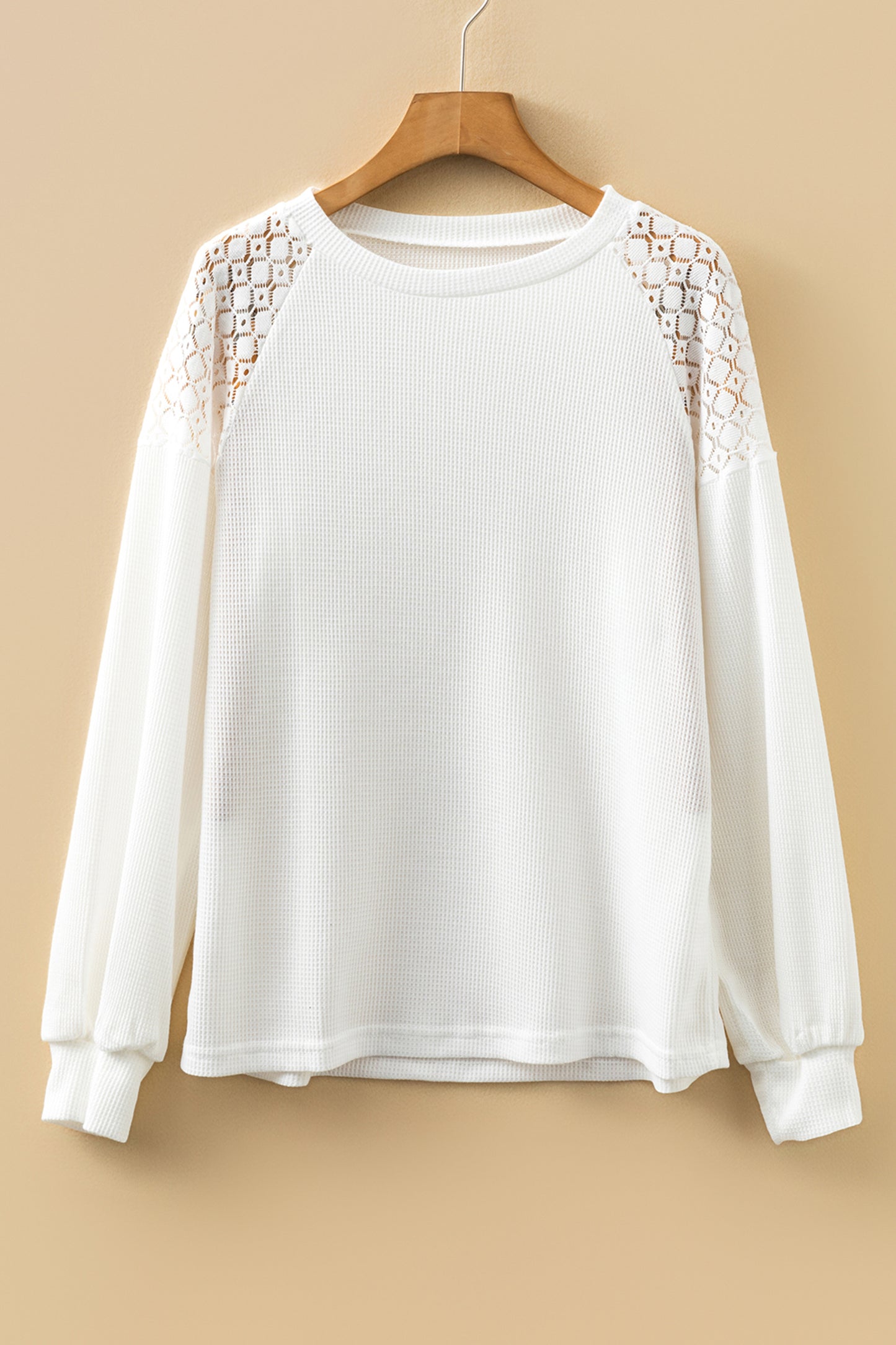 Black Lace Long Sleeve Textured Pullover