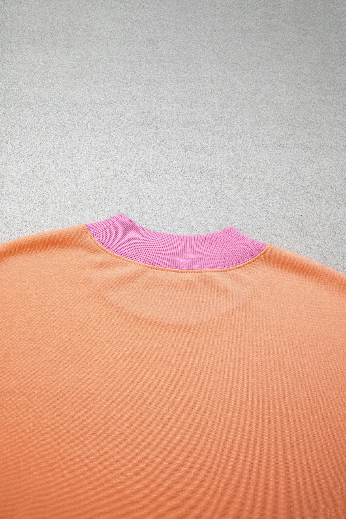 Pink Color Block Contrast Trim Plus Size Sweatshirt
