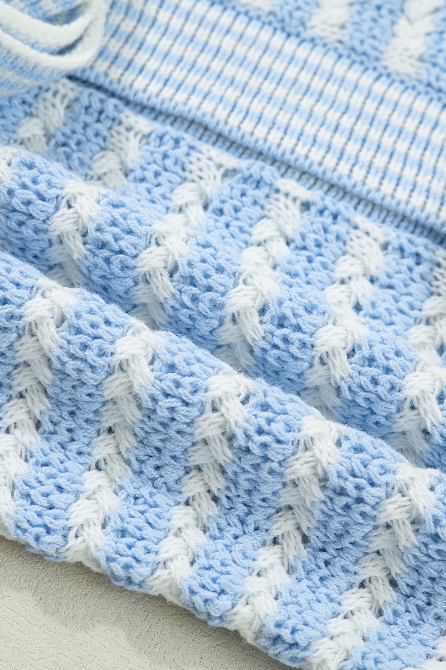 Black Stripe Short Sleeve Knit V Neck Bow Knot Sweater