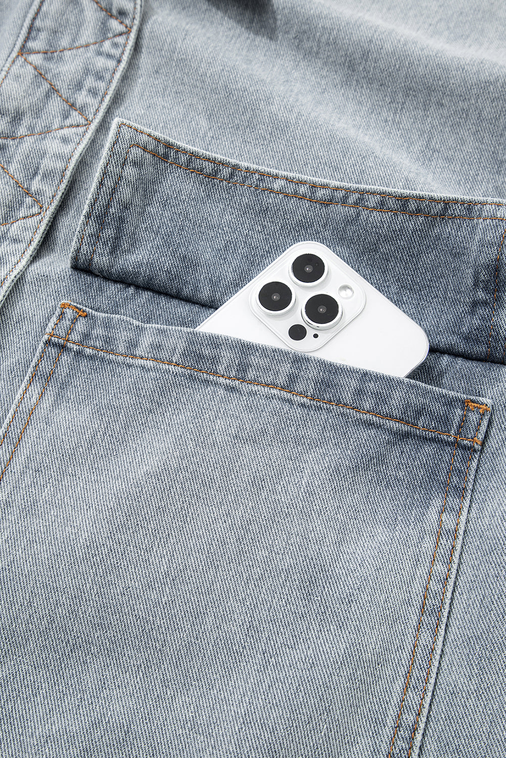 Beau Blue Street Style Zip Up Washed Denim Jacket