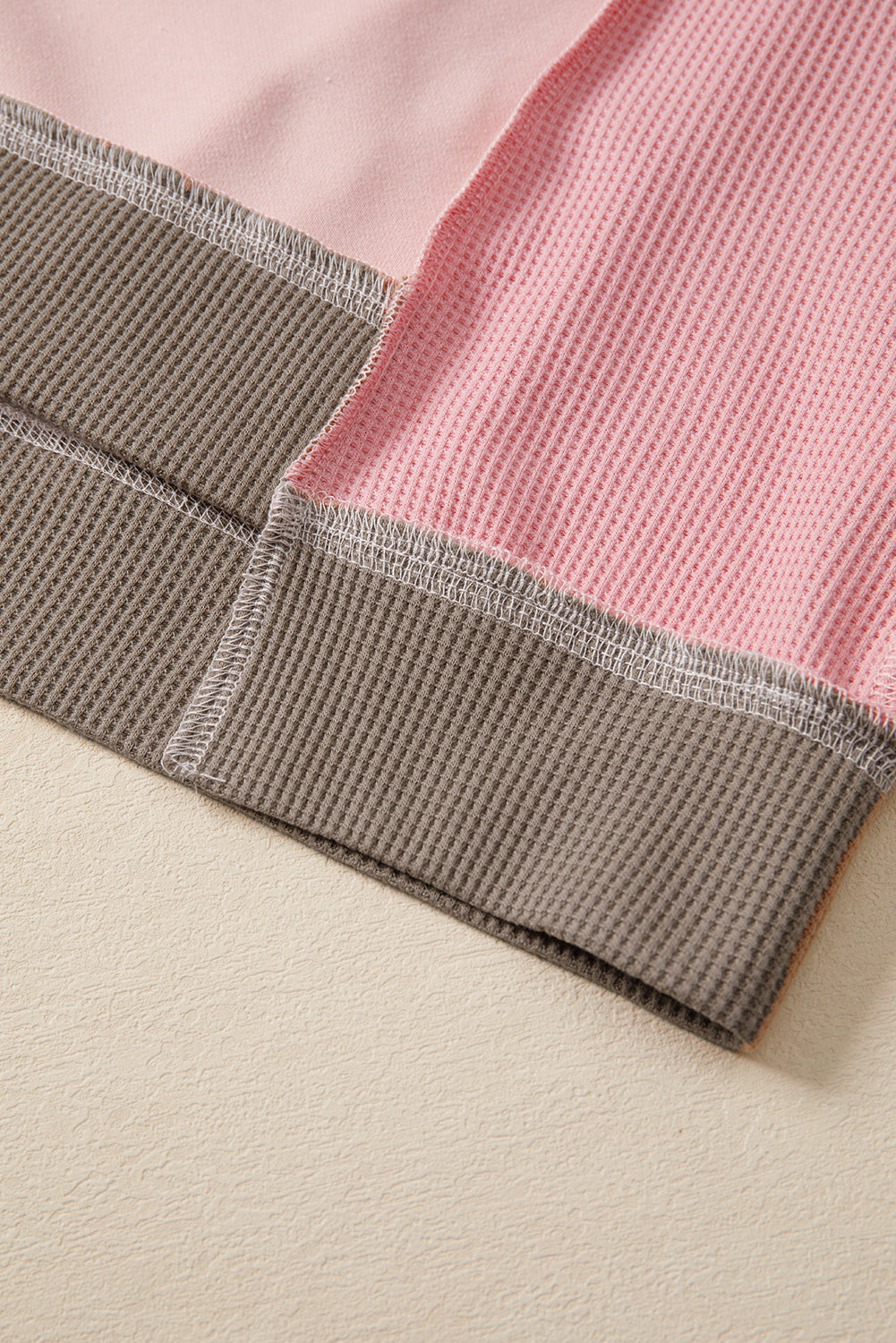 Color Block Mix Texture Waffle Patchwork Oversize Sweatshirt