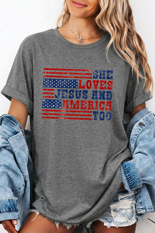 Patriotic Graphic Oversized Fourth of July Jesus Tee