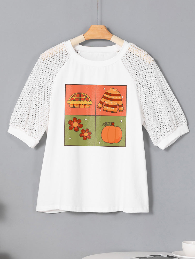 Thanksgiving Fall Harvest Patchwork Pumpkin Graphic Tee