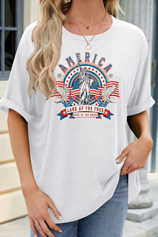 Patriotic Graphic Oversized Fourth of July America Tee