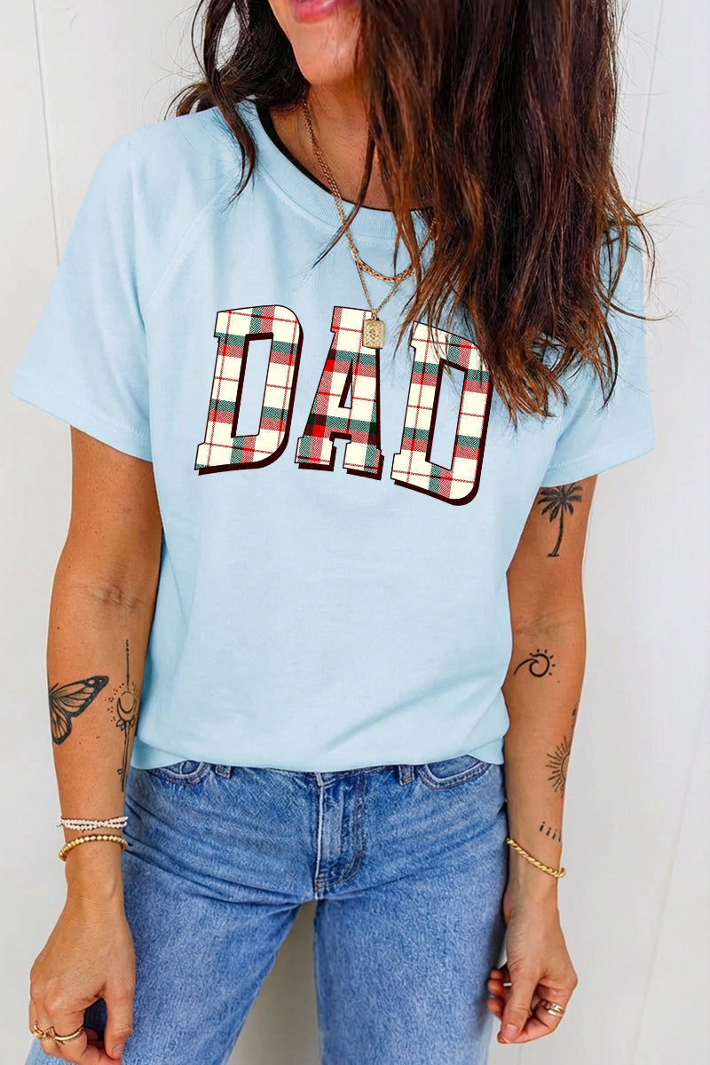 White Colorful DAD Graphic Tee Casual Short Sleeve Top