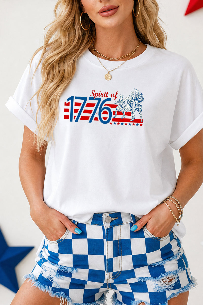 Pink 1776 Graphic Independence Day Patriotic T Shirt