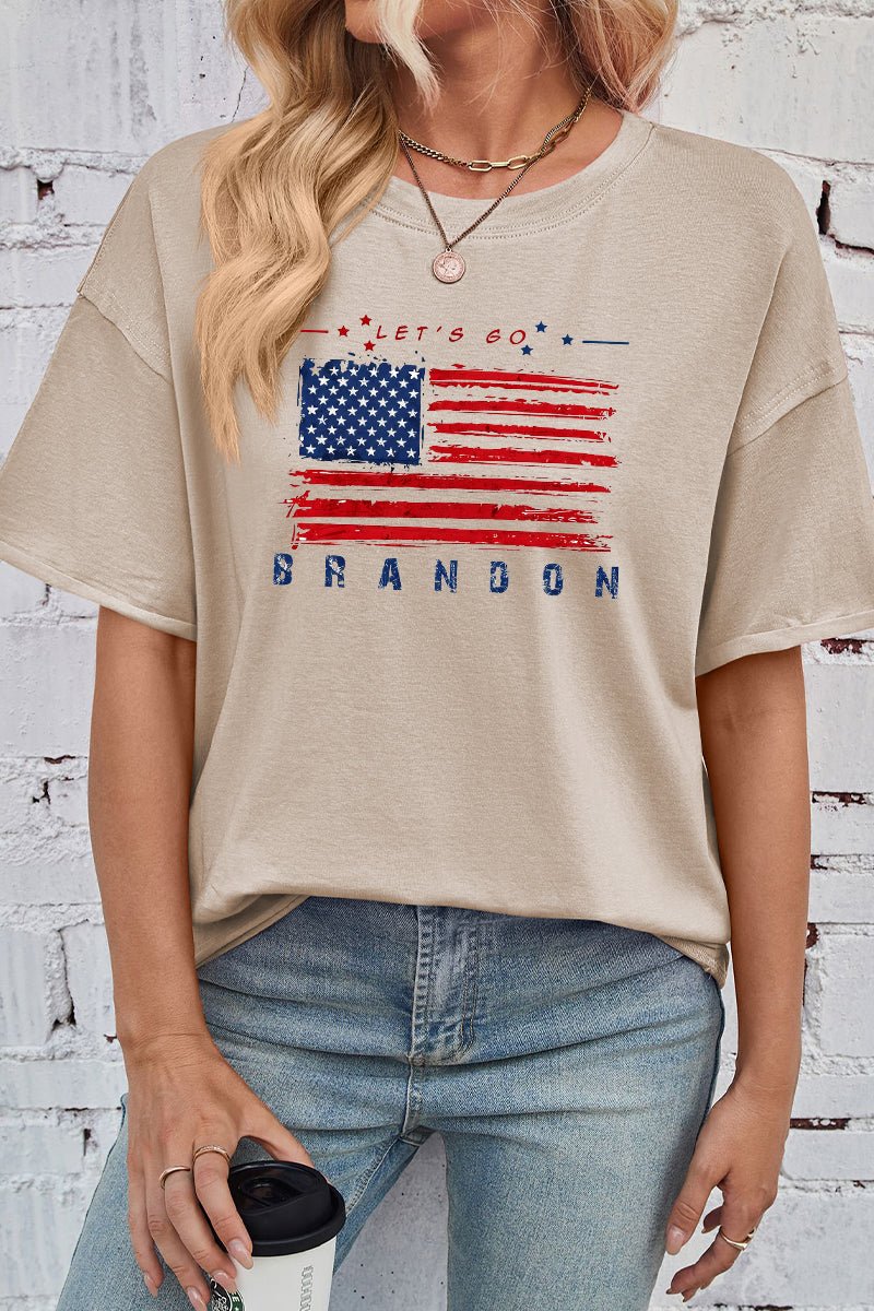 American Flag Cotton Tee Oversized Casual Patriotic