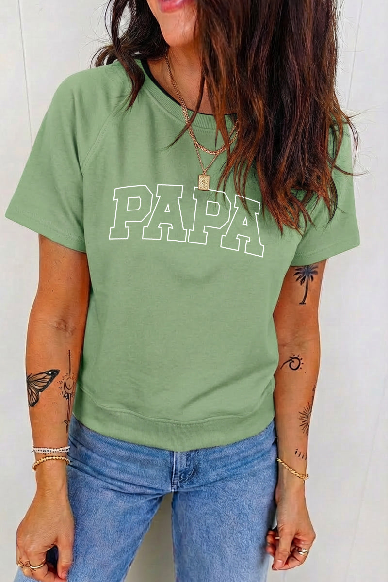Papa Graphic Tee Casual Fathers Day Gift Top