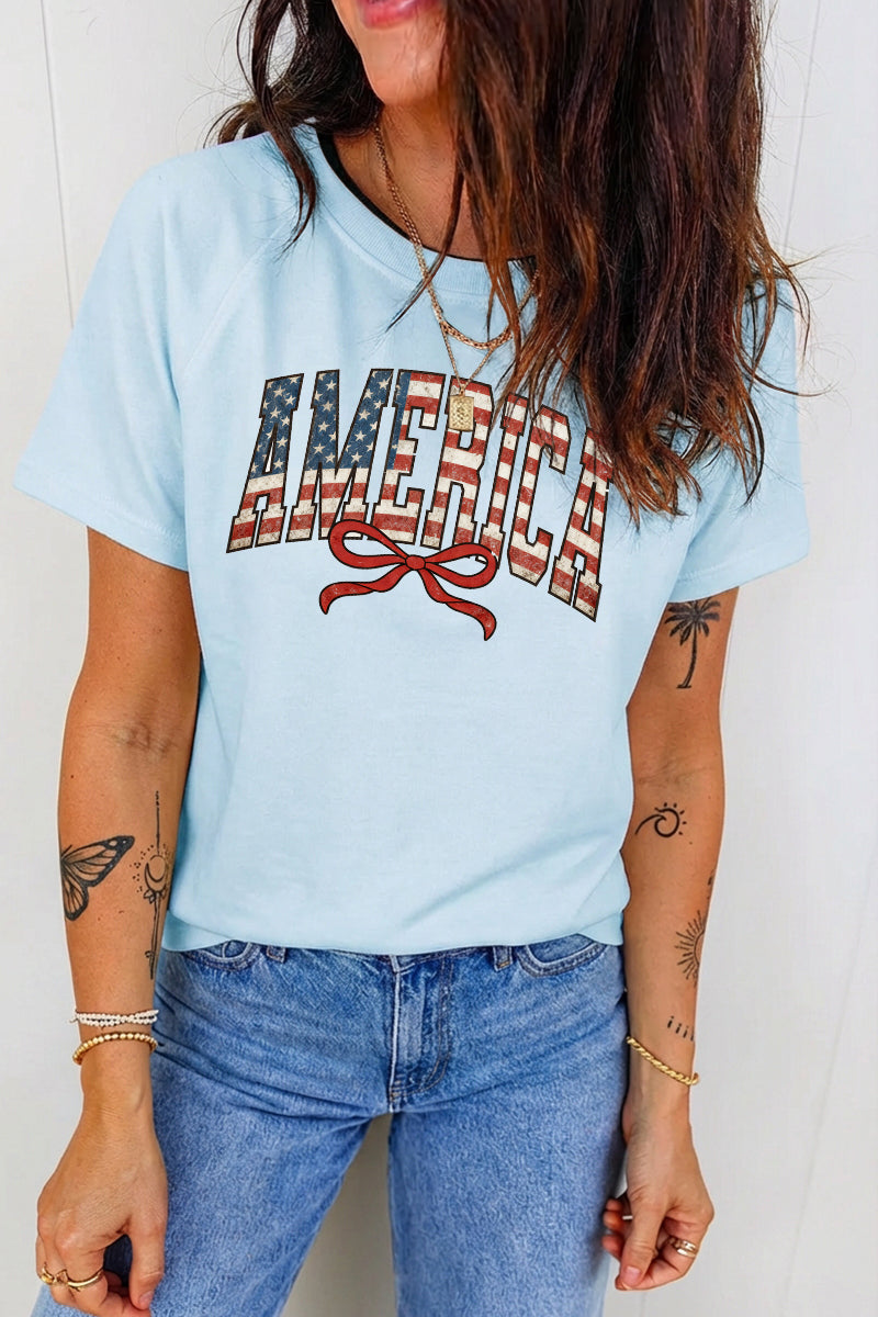 Vintage America Bow Patriotic Fourth of July Tee
