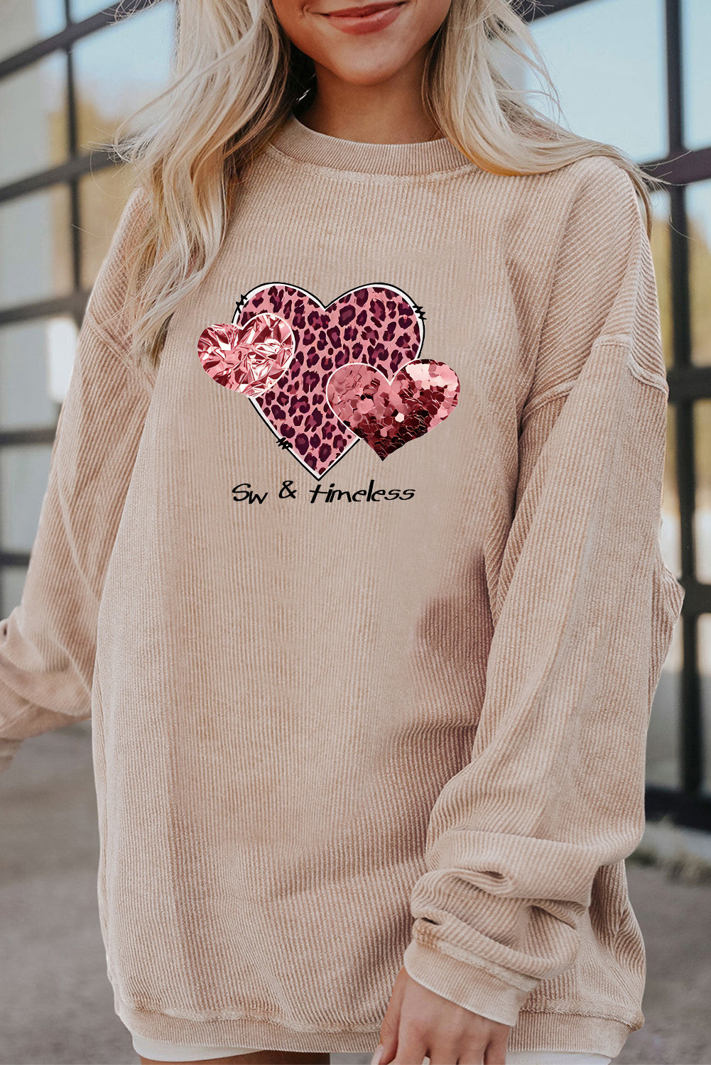Valentine’s Day Leopard Heart Love Graphic Sweatshirt