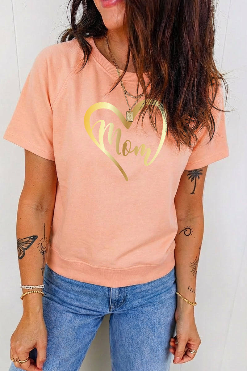 Mother's Day Heart Mom Graphic Casual Loose T Shirt