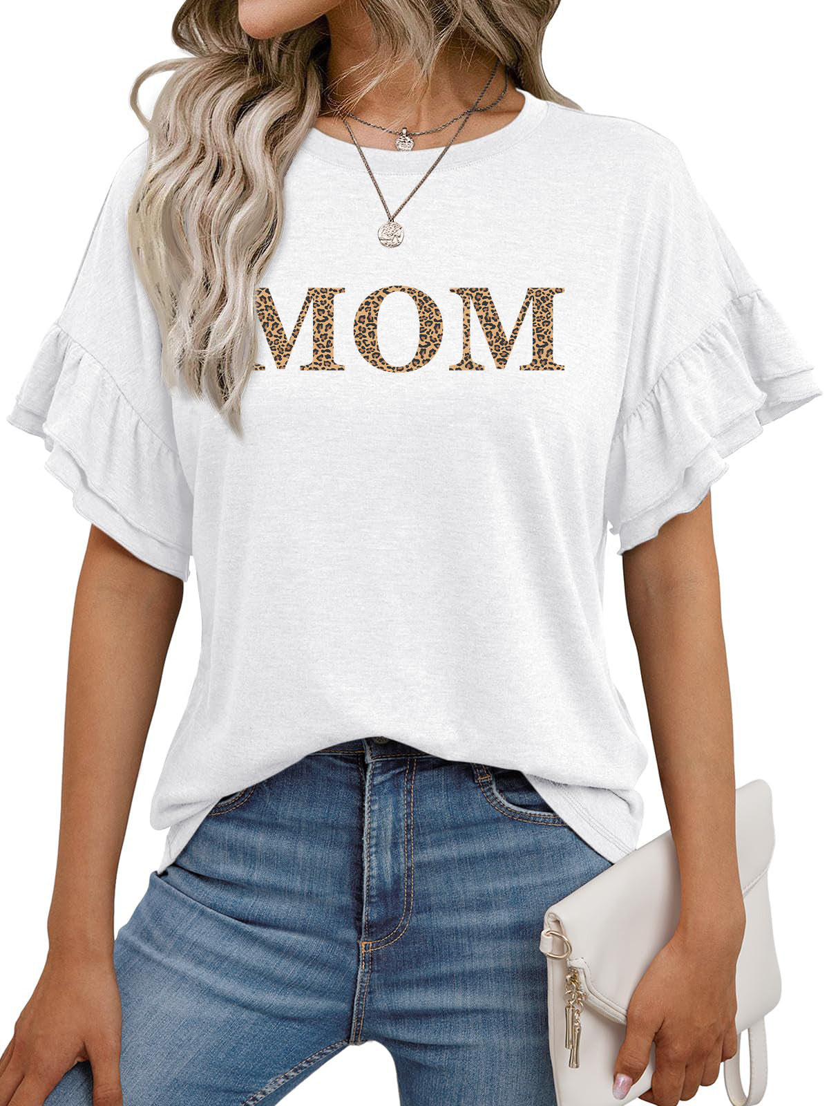 Mother’s Day MOM Graphic Ruffle Sleeve T Shirt