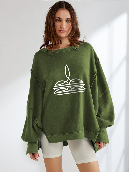 Western Minimal Symbol Graphic Loose Fit Pullover