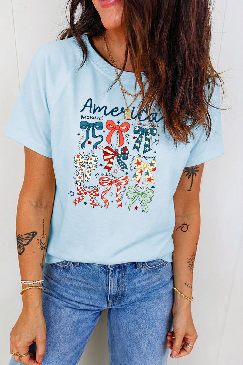 4th of July America Bow Firework Patriotic Graphic Tee