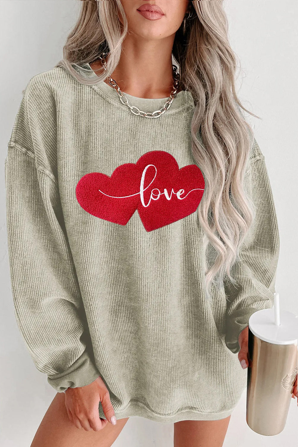 Valentines Day Love Heart Graphic Black Sweatshirt