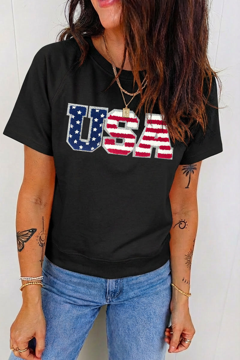 Independence Day USA Flag Graphic Tee Casual Fit