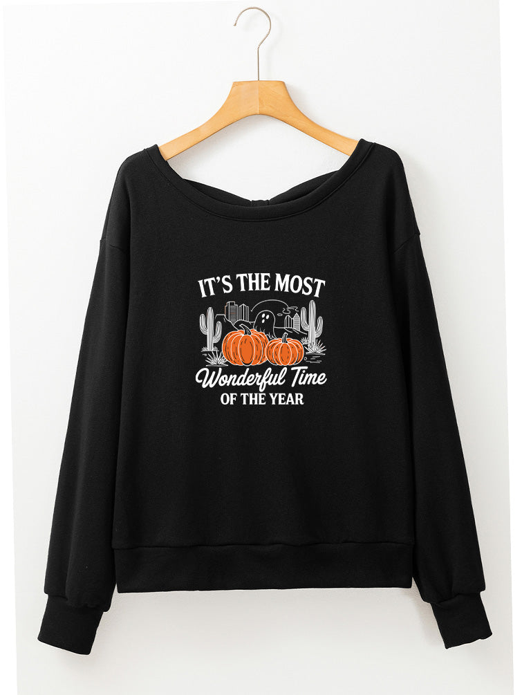 Halloween Pumpkin Graphic Holiday Sweatshirt Casual Top