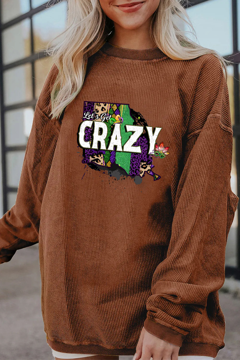 Mardi Gras Carnival Crazy Graphic Long Sleeve Tee