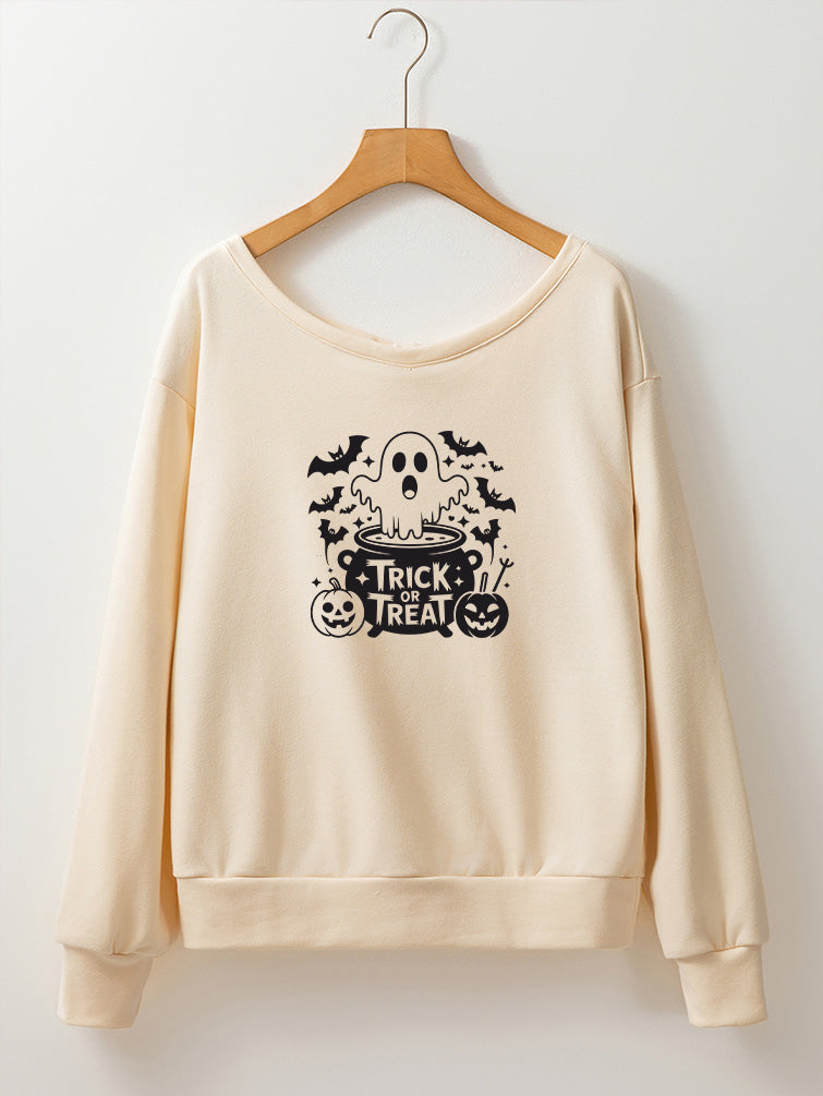 Halloween Trick or Treat Ghost Graphic Sweatshirt
