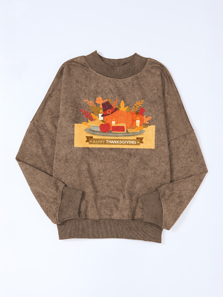 Happy Thanksgiving Turkey Dinner Graphic Sweatshirt