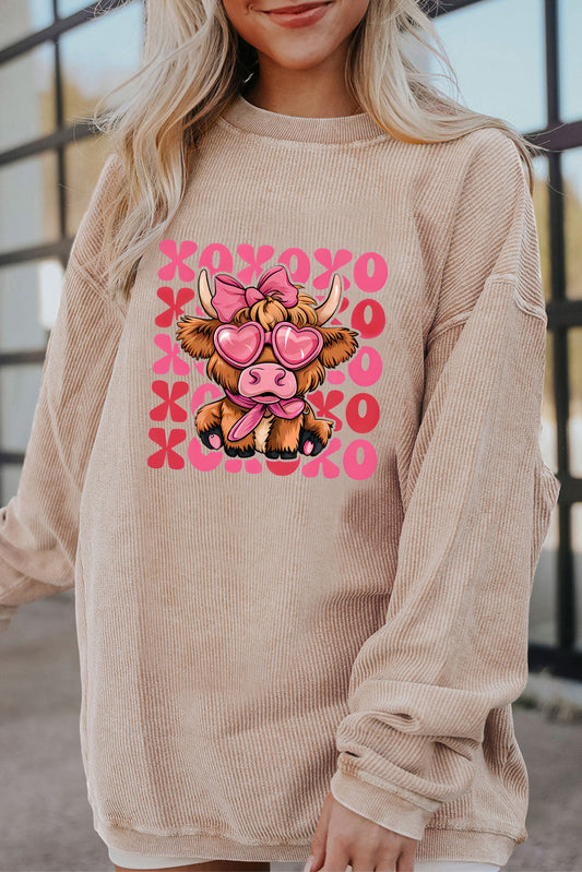 Valentine’s Day XOXO Cow Graphic Sweatshirt