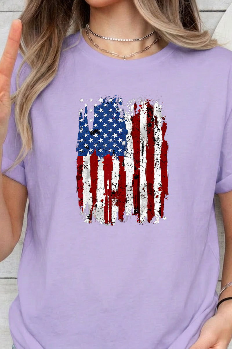 4th of July Distressed USA Flag Graphic Tee