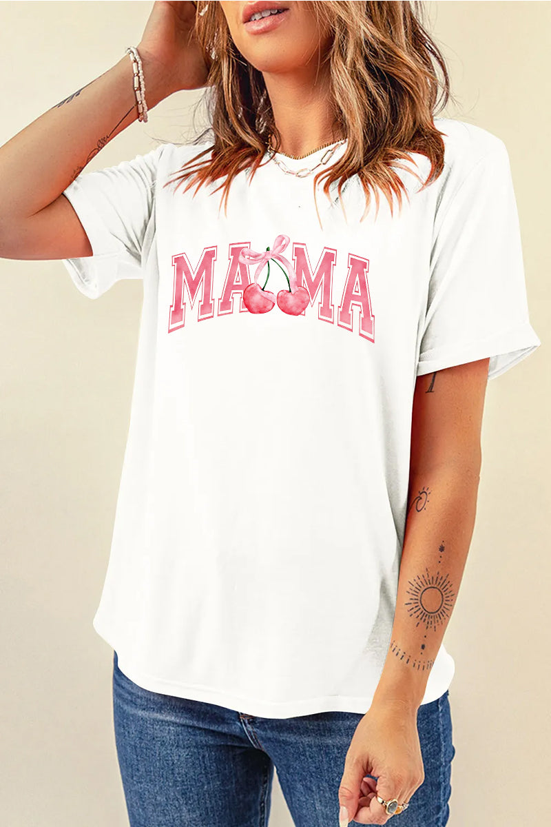 Cherry Mama Graphic Tee Women Mother Day Gift Top