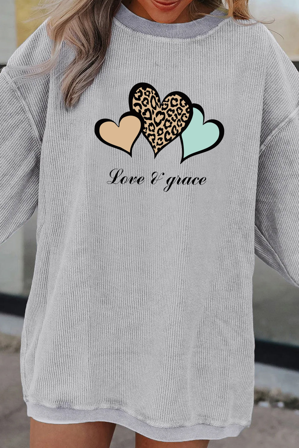 Valentine's Day Colorful Leopard Heart Pink Oversized Sweatshirt