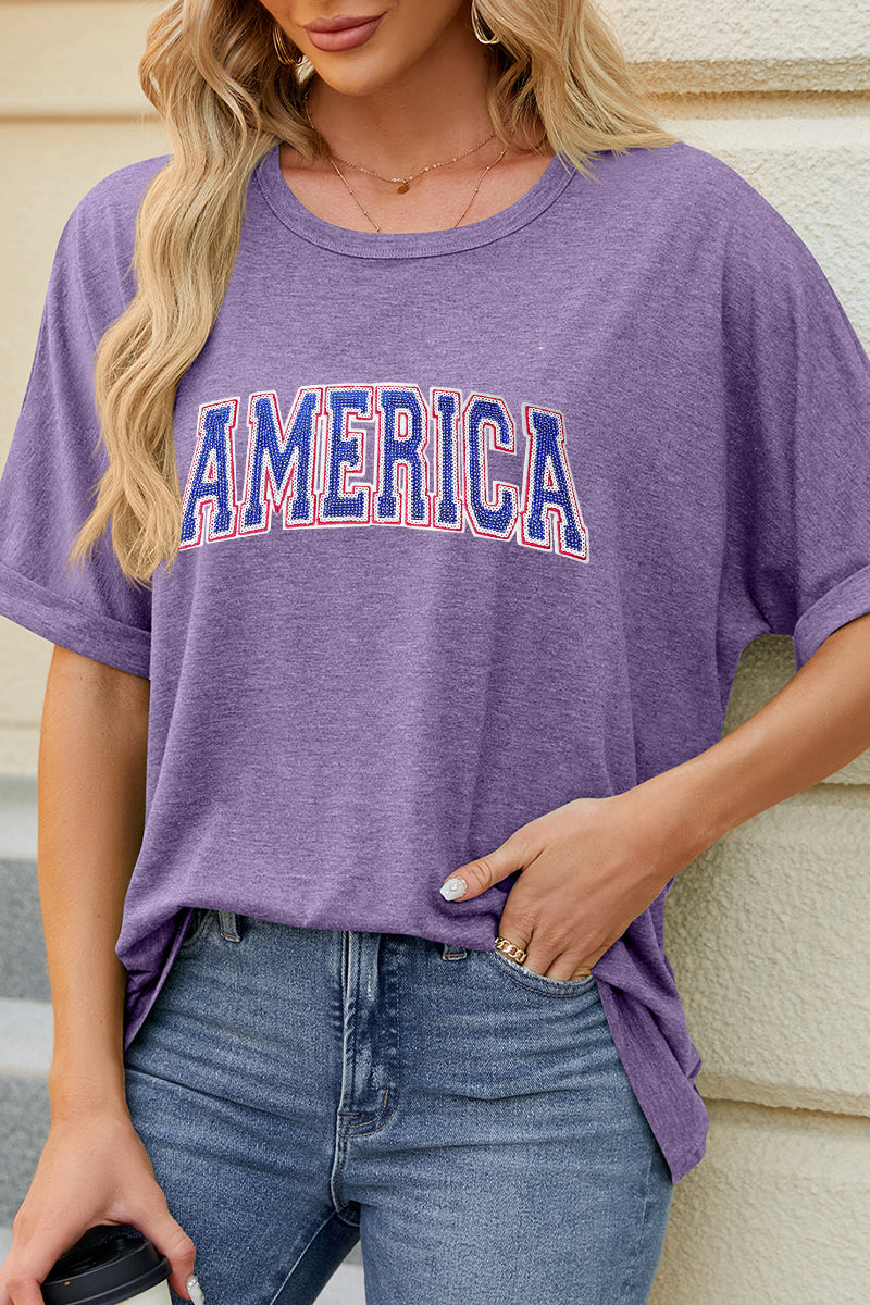 USA America Graphic Loose Fit Short Sleeve T Shirt
