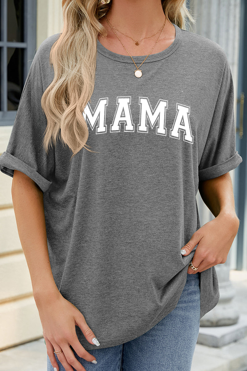 MOM Leopard Letter Graphic Casual Mothers Day Tee