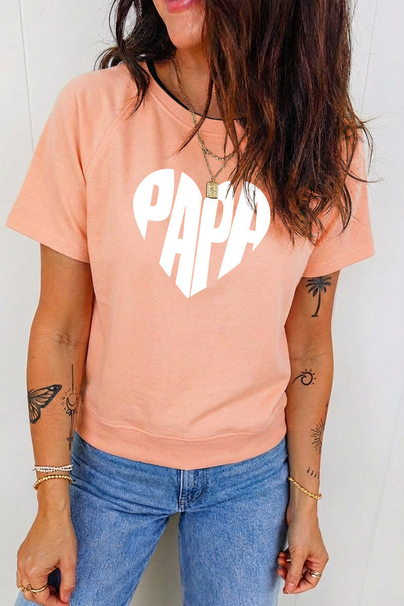 Papa Heart Graphic Tee Fathers Day Gift Top
