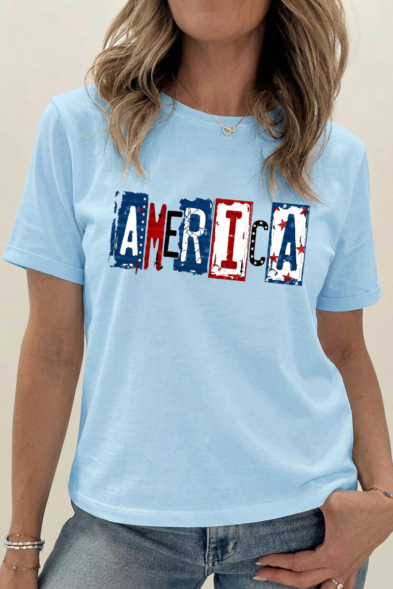 America Graphic Independence Day Vintage Patriotic Tee