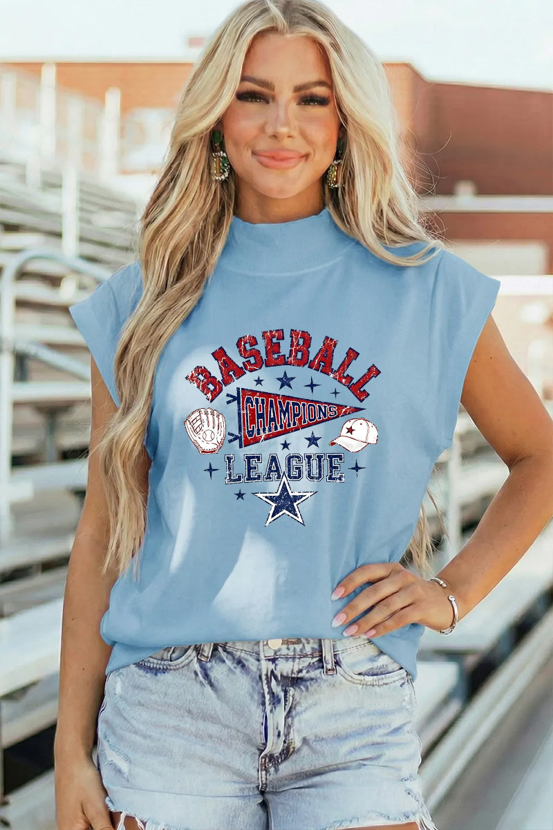 Baseball Graphic Polyester Tee Casual Game Day Trendy