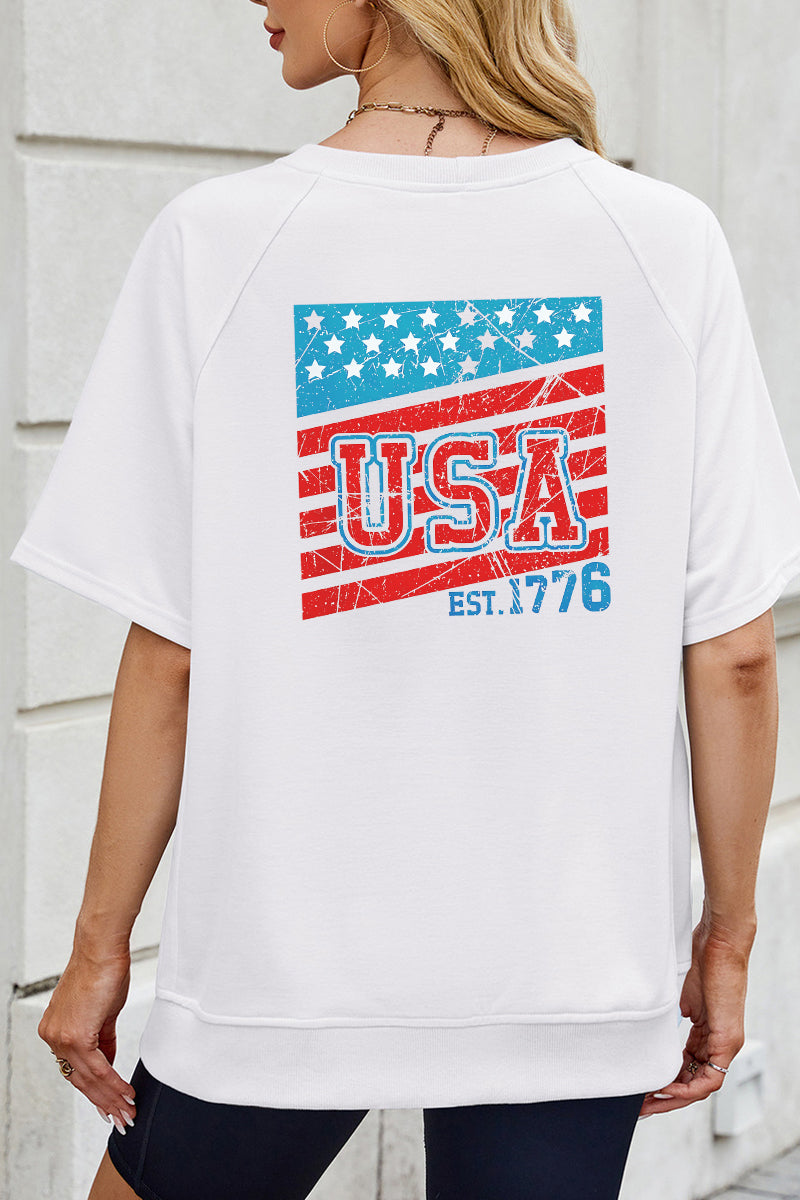 Oversized USA Back Print Fourth of July Tee