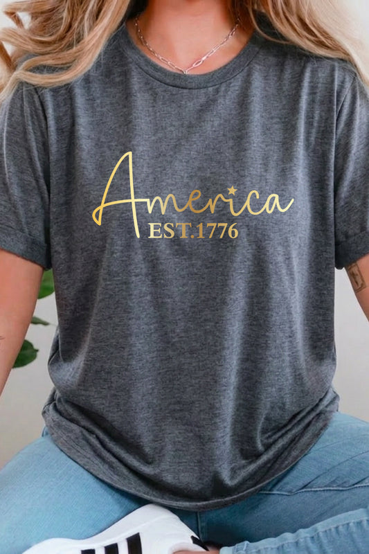 Fourth of July America Script Est 1776 Graphic Tee