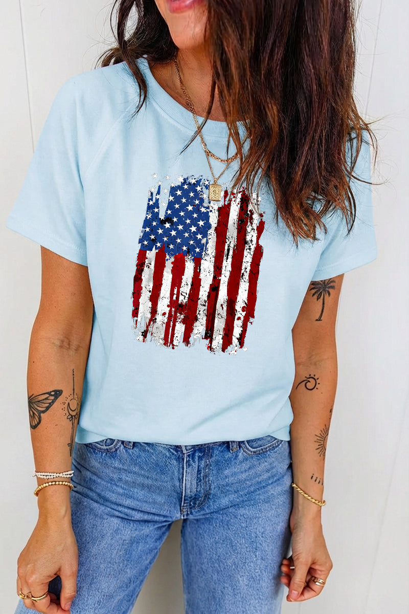 Vintage American Flag Graphic Casual Loose Tee