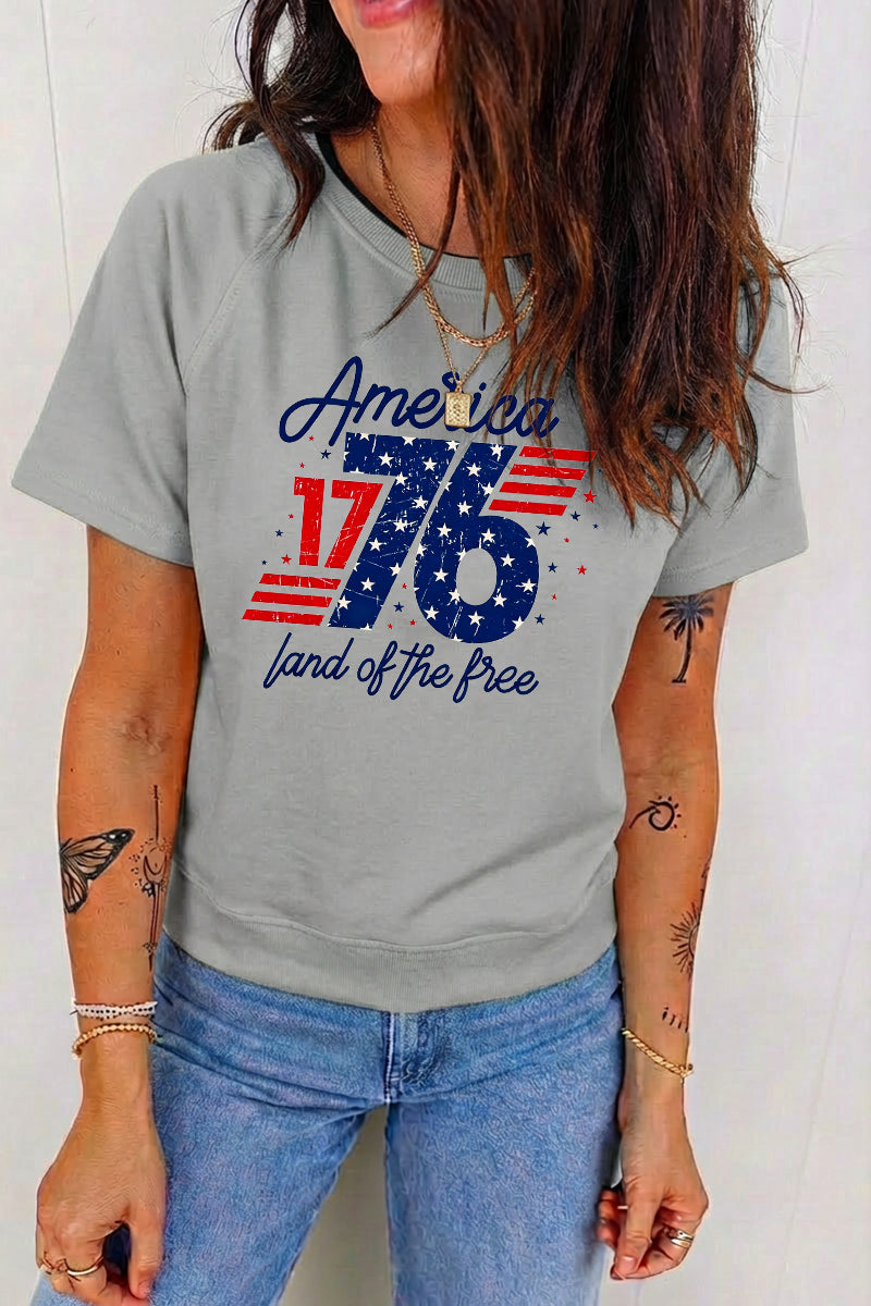 America 1776 Land of the Free Patriotic Graphic Tee